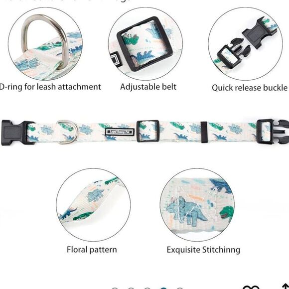 NWOT New Loyal Sunny Pet Dog Collar w/ Buckle Blue/Yellow Flowers M/L - Picture 4 of 4